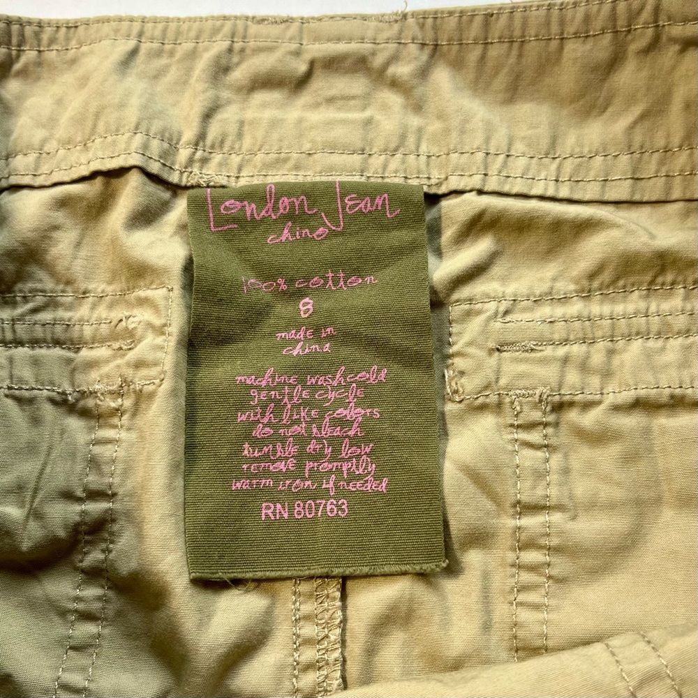 90s Y2K Vintage London Jean Chino Cargo Mini Skirt Sz 8 Khaki Cotton Beige - Picture 4 of 8